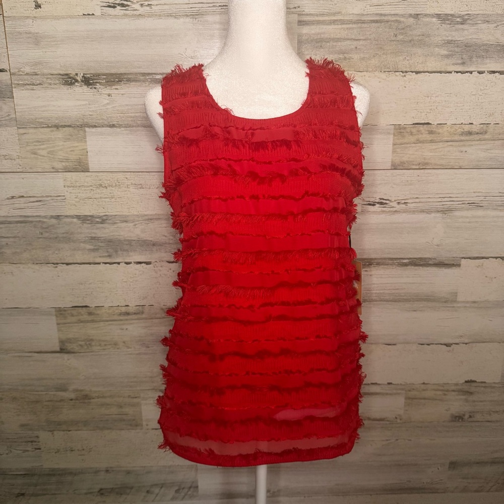Halogen Red Textured Sleeveless Top- NWT